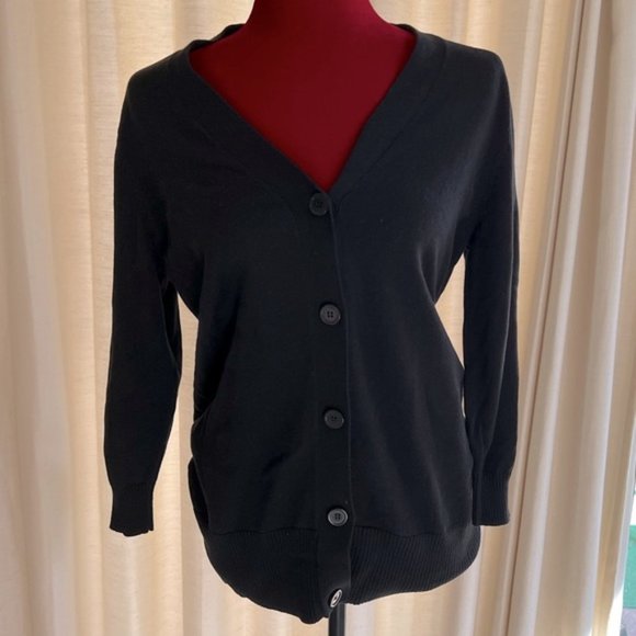AB Studio black button up cardigan - Picture 1 of 5